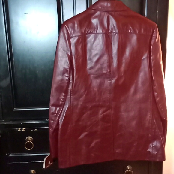 COPY - Etienne Aigner Burgundy Size 10 Women's Leather Jacket - Picture 6 of 6
